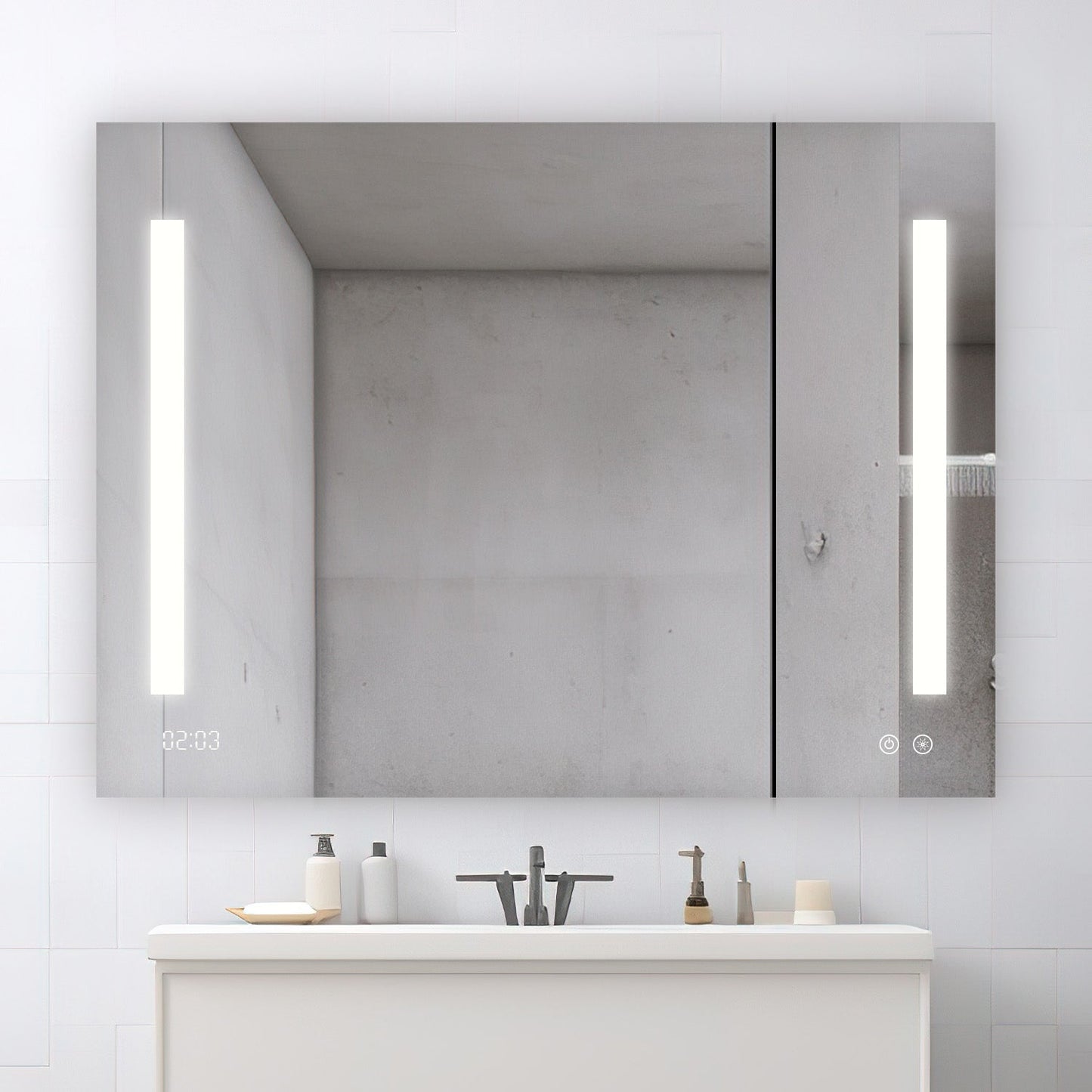 Aquadom Signature Royale 48" x 30" Triple-Door LED Lighted Medicine Cabinet With Defogger, Integrated LED 3X Magnifying Mirror and Electrical Outlet With USB - SR3-4830-N