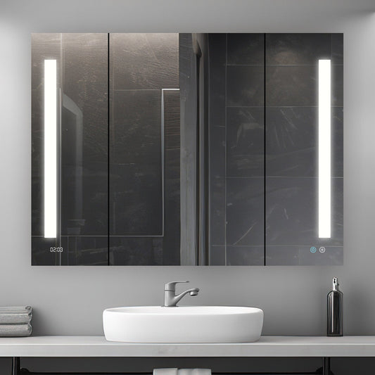 Aquadom Signature Royale 48" x 36" Triple-Door LED Lighted Medicine Cabinet With Defogger, Integrated LED 3X Magnifying Mirror and Electrical Outlet With USB - SR3-4836-N