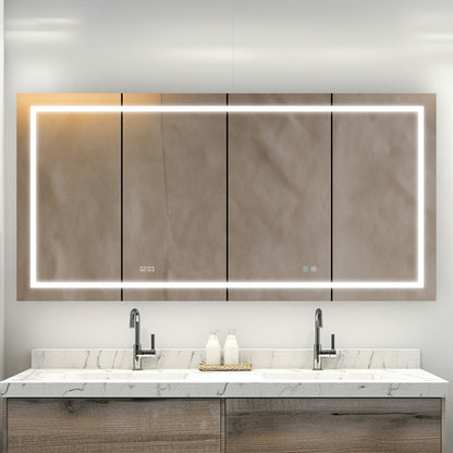 Aquadom Signature Royale 72" x 36" LED Lighted Medicine Cabinet With Defogger, Integrated LED 3X Magnifying Mirror and Electrical Outlet With USB - SR4-7236-N