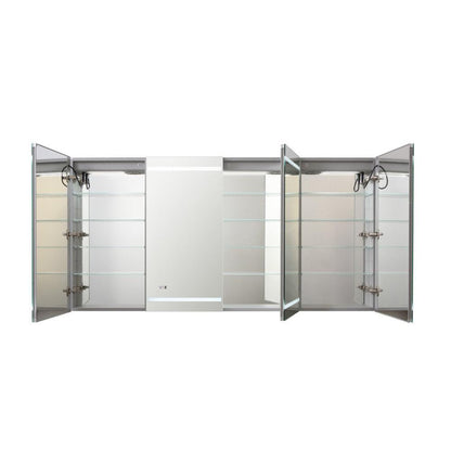 Aquadom Signature Royale 72" x 36" LED Lighted Medicine Cabinet With Defogger, Integrated LED 3X Magnifying Mirror and Electrical Outlet With USB - SR4-7236-N