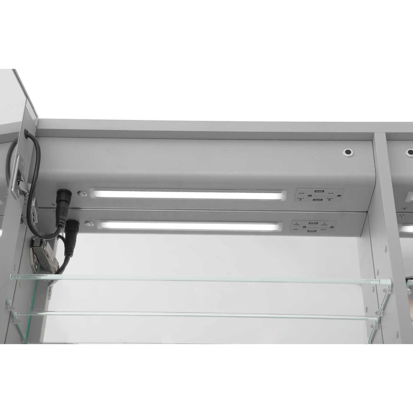 Aquadom Signature Royale 72" x 36" LED Lighted Medicine Cabinet With Defogger, Integrated LED 3X Magnifying Mirror and Electrical Outlet With USB - SR4-7236-N