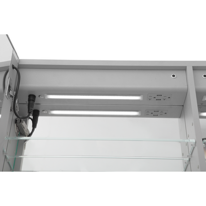 Aquadom Signature Royale 72" x 36" LED Lighted Medicine Cabinet With Defogger, Integrated LED 3X Magnifying Mirror and Electrical Outlet With USB - SR4-7236-N