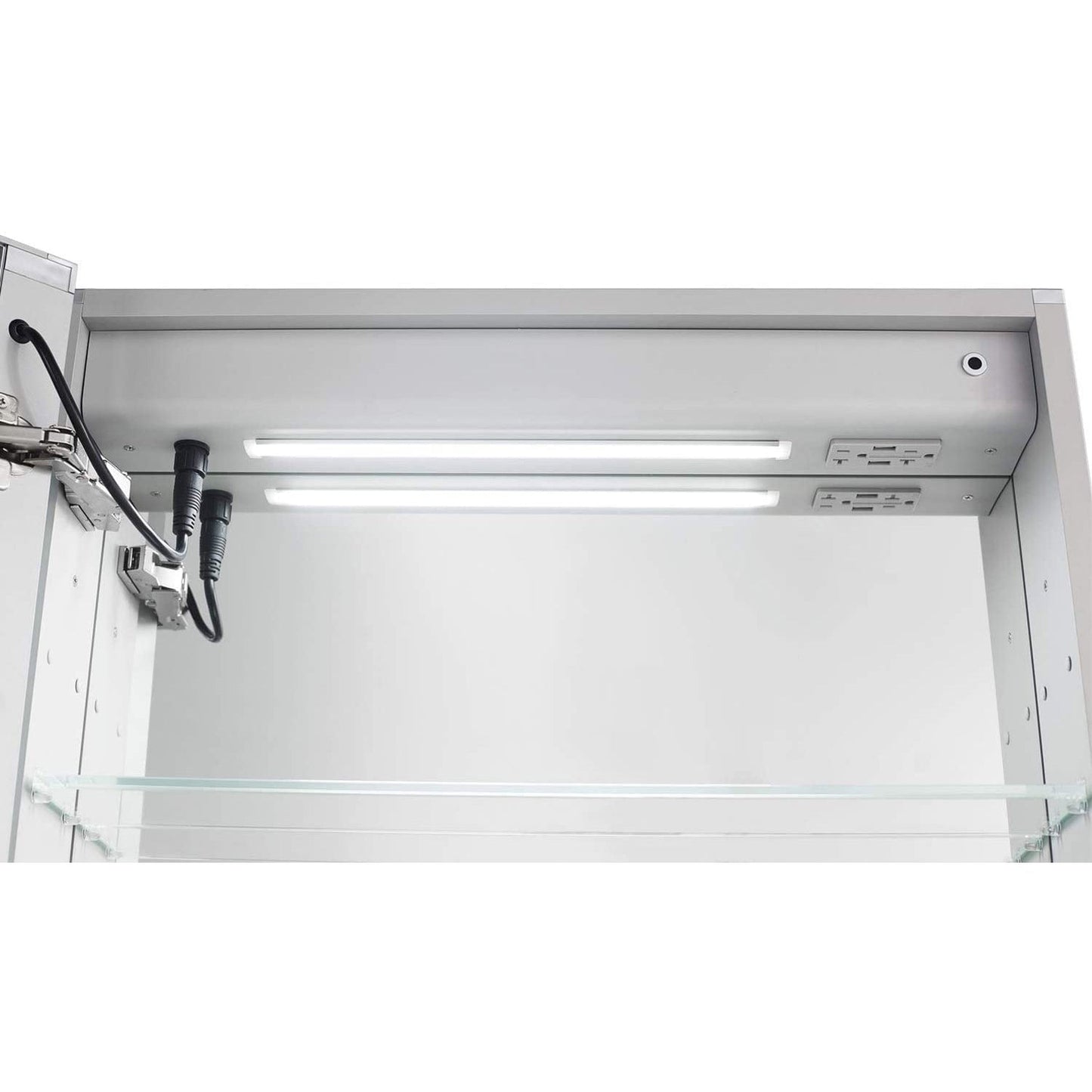 Aquadom Signature Royale Single View 24" x 30" Rectangular Left Hinged Medicine Cabinet With Lighting, Defogger, Integrated LED 3X Magnifying Mirror And Electrical Outlet with USB - SR-2430L-N
