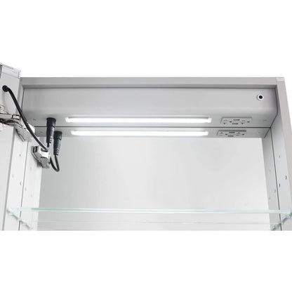 Aquadom Signature Royale Single View 24" x 40" Rectangular Left Hinged Medicine Cabinet With Lighting, Defogger, Integrated LED 3X Magnifying Mirror And Electrical Outlet with USB - SR-2440L-N