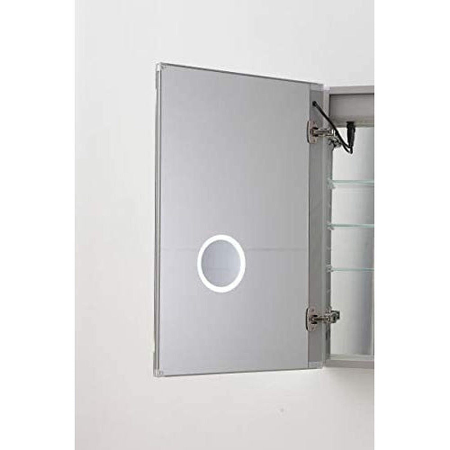 Aquadom Signature Royale Single View 24" x 40" Rectangular Left Hinged Medicine Cabinet With Lighting, Defogger, Integrated LED 3X Magnifying Mirror And Electrical Outlet with USB - SR-2440L-N