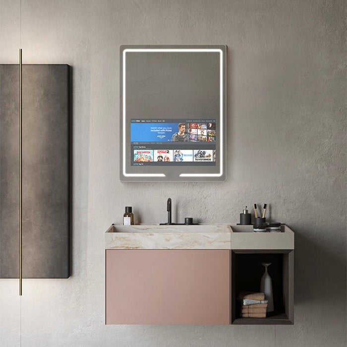 Aquadom Vision 24" x 32" Smart LED Lighted Bathroom Mirror With Built-in TV and Defogger - V-2432