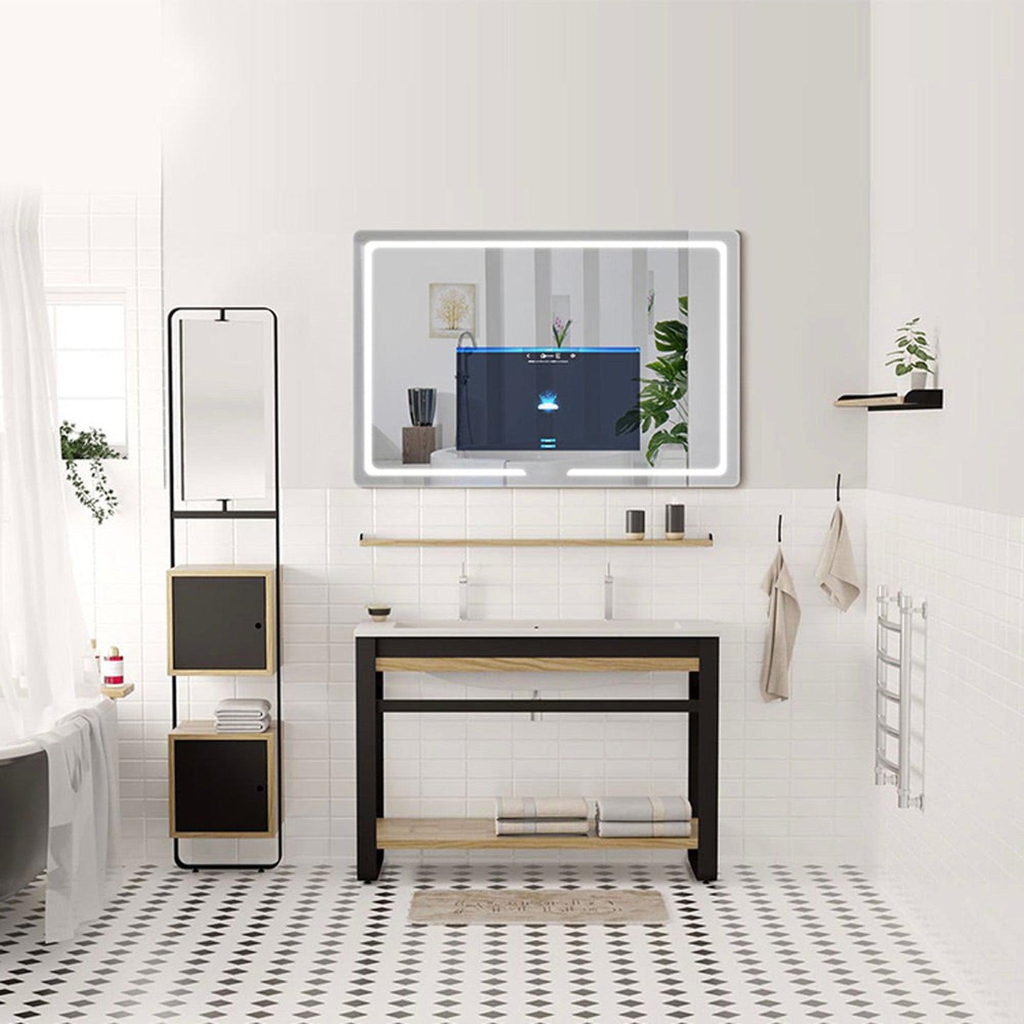 Aquadom Vision 48" x 32" Smart LED Lighted Bathroom Mirror With Built-in TV, Defogger, Body Fat Scale and Skin Detector - V-4832-SD-BFS