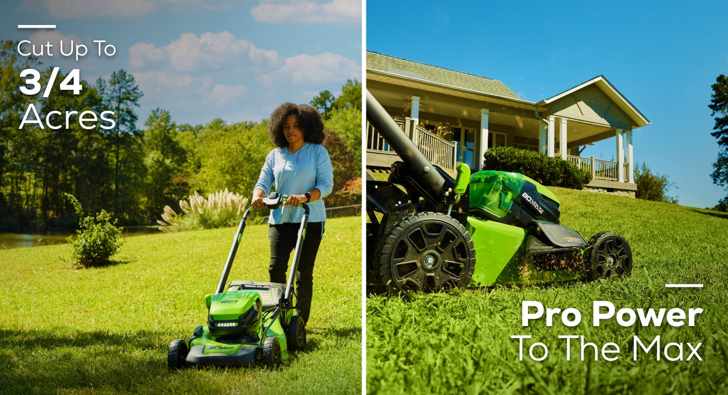 RENEWED 80V 21" Cordless Battery 4-in-1 Self-Propelled Lawn Mower w/ 4.0Ah, 2.0Ah Battery & Rapid Charger