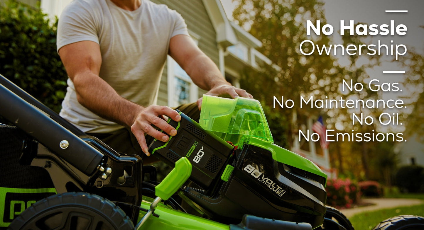 RENEWED 80V 21" Cordless Battery 4-in-1 Self-Propelled Lawn Mower w/ 4.0Ah, 2.0Ah Battery & Rapid Charger