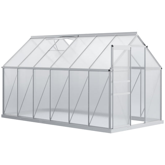 Outsunny BloomGreen 12' x 6' Greenhouse with Adjustable Roof Vent Silver - 845-540V02SR