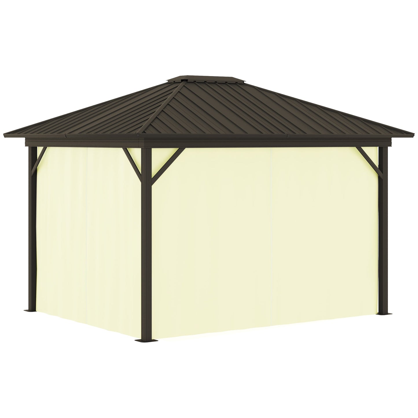 Outsunny 10' x 12' Hardtop Gazebo with Aluminum Frame, Curtains & Netting in Cream - 84C-095V01CW