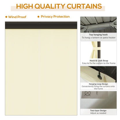 Outsunny 10' x 12' Hardtop Gazebo with Aluminum Frame, Curtains & Netting in Cream - 84C-095V01CW