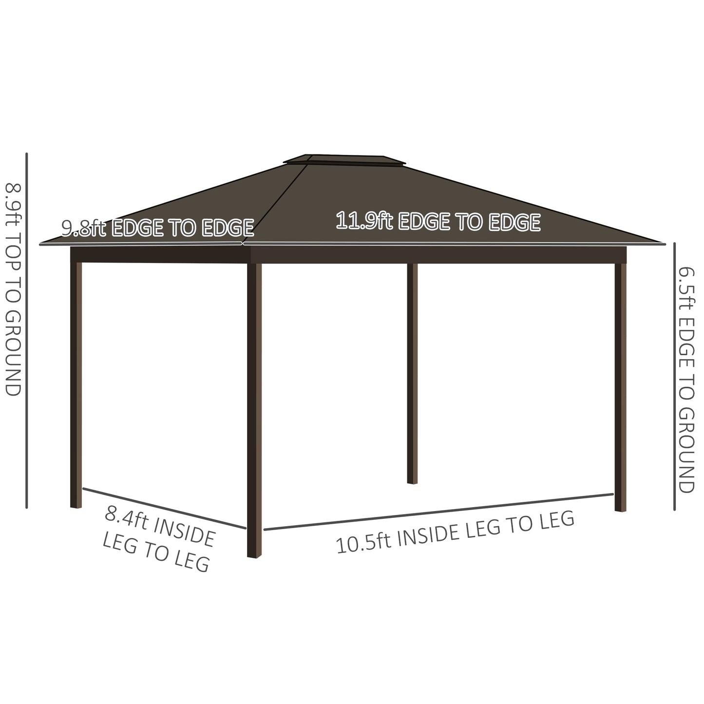 Outsunny 10' x 12' Hardtop Gazebo with Aluminum Frame, Curtains & Netting in Cream - 84C-095V01CW