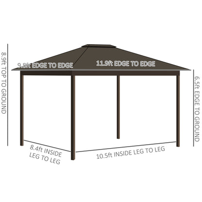 Outsunny 10' x 12' Hardtop Gazebo with Aluminum Frame, Curtains & Netting in Cream - 84C-095V01CW