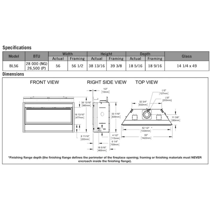 Napoleon Fireplaces Ascent Premium Linear Gas Fireplace, Natural Gas, Napoleon, 46", 56", BLP46NTE