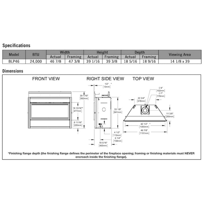 Napoleon Fireplaces Ascent Premium Linear Gas Fireplace, Natural Gas, Napoleon, 46", 56", BLP46NTE