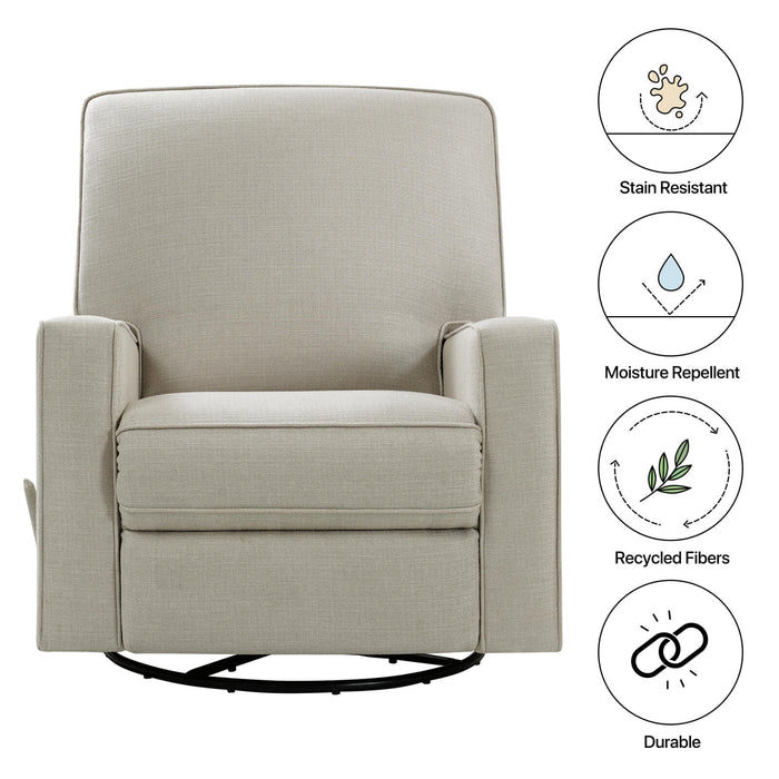 Large Swivel Rocking Recliner, Nursery Swivel Glider Fabric Manual Recliner Chair, Max 360° Swivel 30° Rocking, 35.4" Width