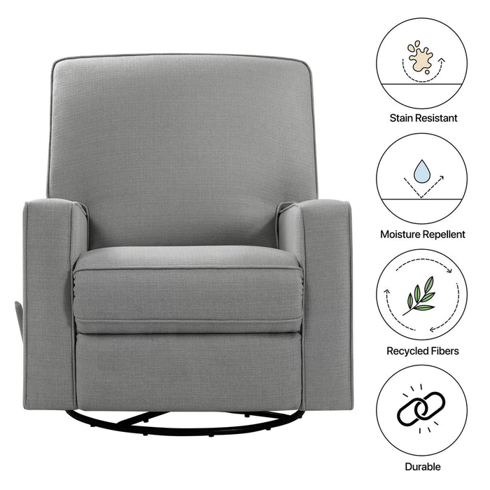 Large Swivel Rocking Recliner, Nursery Swivel Glider Fabric Manual Recliner Chair, Max 360° Swivel 30° Rocking, 35.4" Width