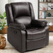 Leather Recliner Chair, Classic Manual Recliner Soft Armrests, Casual Chair For Living Room 35" Width, Brown