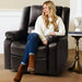 Leather Recliner Chair, Classic Manual Recliner Soft Armrests, Casual Chair For Living Room 35" Width, Brown