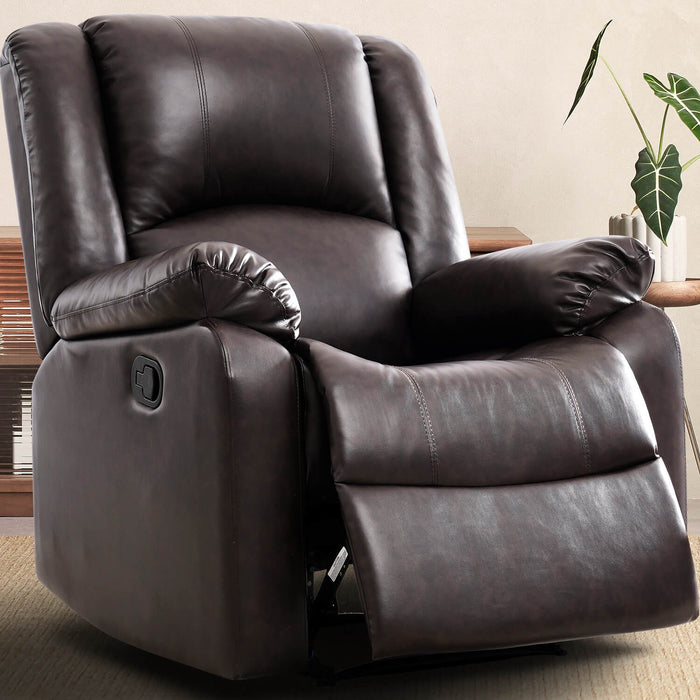 Manual Recliner Chair Recliner Soft Armrests For Living Room 35" Width, Leather