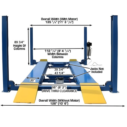 Atlas 412 12,000 lb Commercial 4-Post Lift - ATEATTD-412-FPD