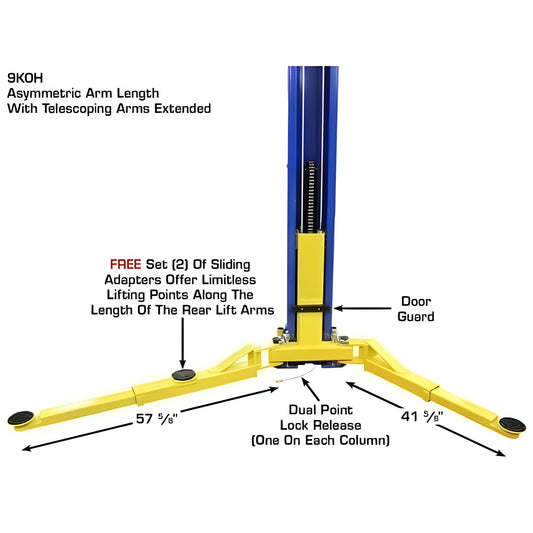 Atlas 9KOHX 9,000 lb Overhead 2-Post Lift - ATEXH-9KOHX-FPD