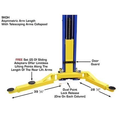 Atlas 9KOHX 9,000 lb Overhead 2-Post Lift - ATEXH-9KOHX-FPD