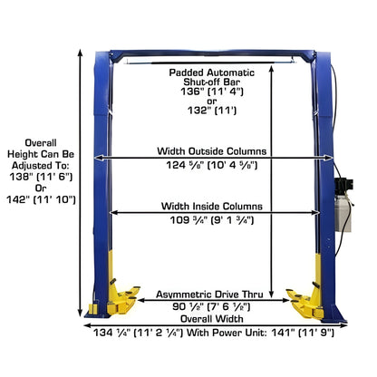 Atlas 9KOHX 9,000 lb Overhead 2-Post Lift w/ LMA Combo - ATEXH-9KOHX-COMBO-FPD