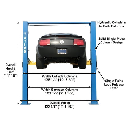 Atlas 9OHSC 9,000 lb Overhead 2-Post Lift - ATEATTD-9OHSC-SS-FPD