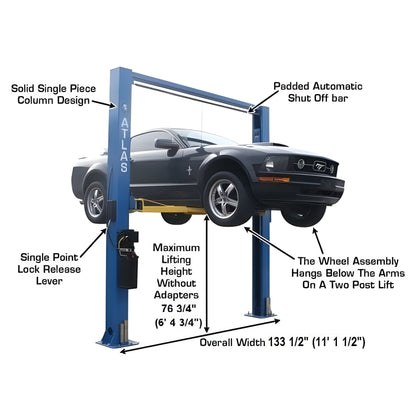 Atlas 9OHSC 9,000 lb Overhead 2-Post Lift - ATEATTD-9OHSC-SS-FPD
