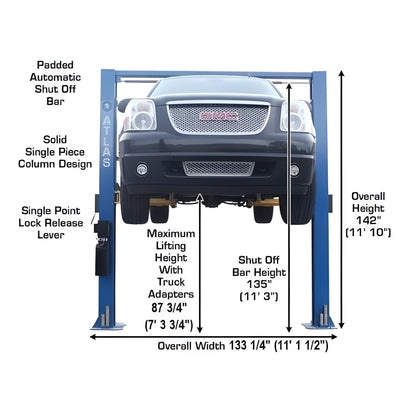 Atlas 9OHSC 9,000 lb Overhead 2-Post Lift - ATEATTD-9OHSC-SS-FPD