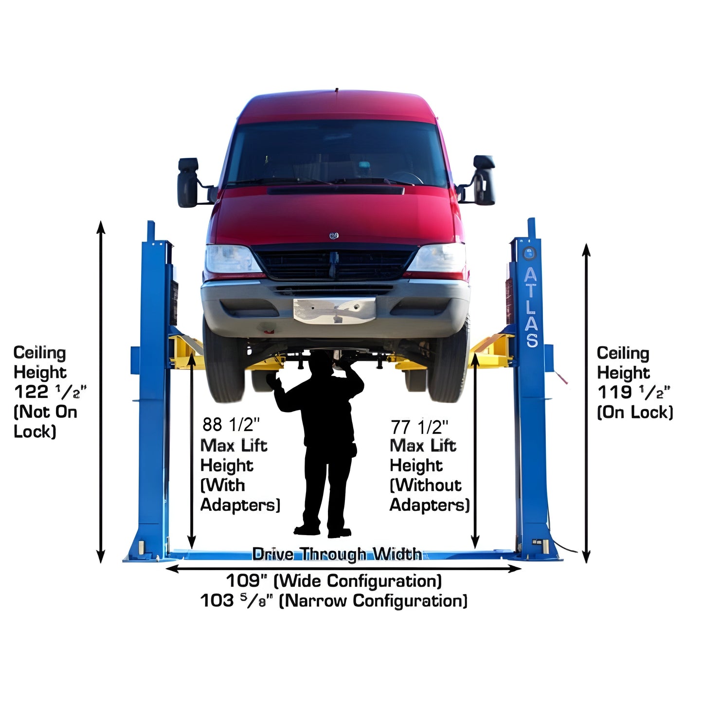 Atlas BP12000X 12,000 lb Baseplate 2 Post Lift - ATEATTD-BP12000X-FPD