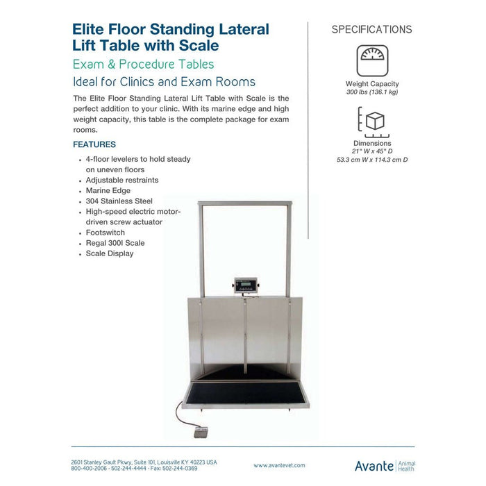 Avante Elite Floor Standing Lateral Lift Table With Scale - 13282