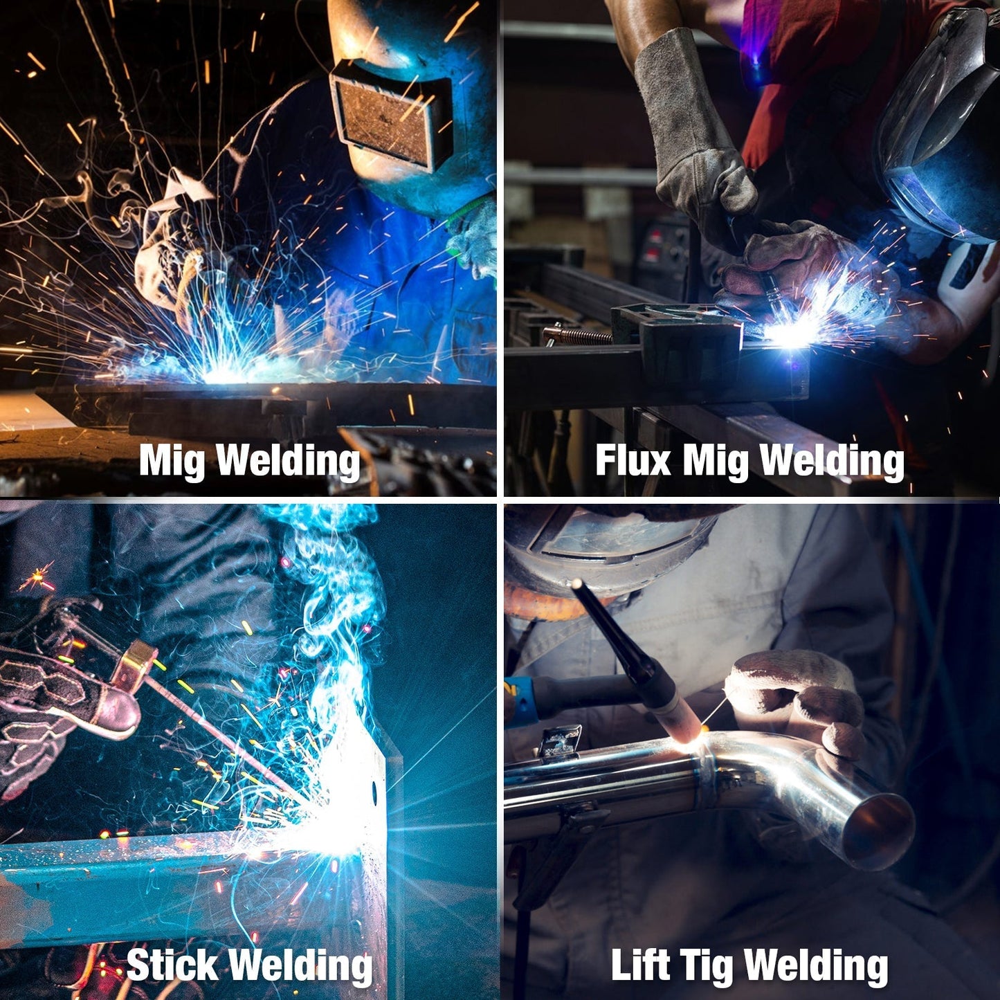 BILT HARD 250A MIG Welder, 4-in-1 Gas/Flux Core MIG, Lift TIG/Stick, Multi-Process, 110V/220V - WLD-1603