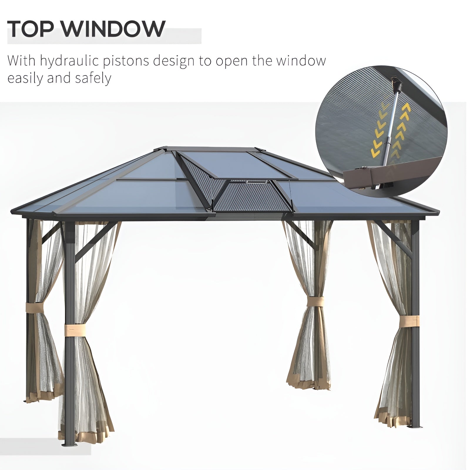 Outsunny 12' x 10' Hardtop Gazebo Aluminum Frame - 84C-291V01