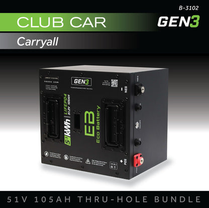 Eco Battery 51V 105AH Thru-Hole Battery Bundle / Club Car Carryall - B-3102