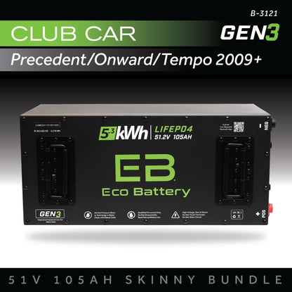 Eco Battery 51V 105Ah Skinny Battery Bundle / Club Car / Onward & Tempo -, B-3121