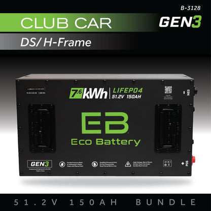 Eco Battery 51V 150AH Battery Bundle / Club Car DS / H-Frame - B-3128