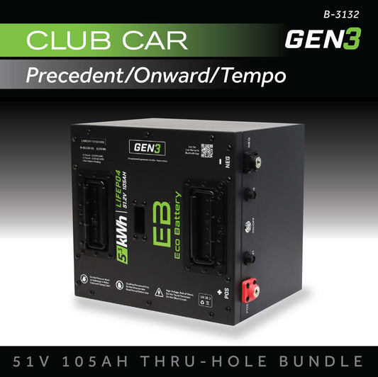 Eco Battery 51V 105AH Thru-Hole Battery Bundle / Club Car Precedent/Onward/Tempo - B-3132