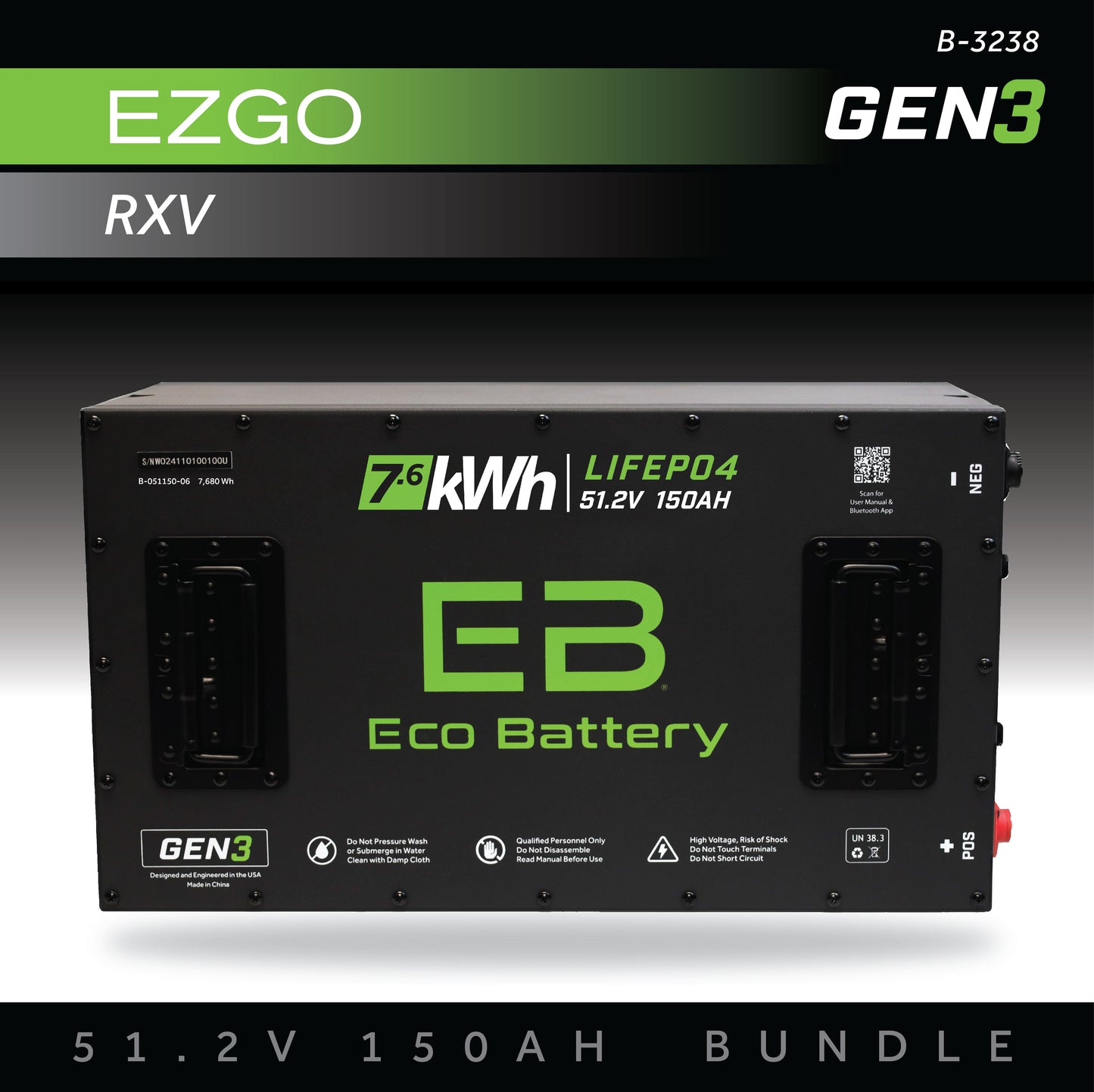 Eco Battery 51V 150AH Battery Bundle / EZGO RXV - B-3238