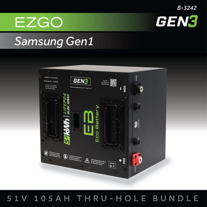 Eco Battery 51V 105AH Thru-Hole Battery Bundle / EZGO RXV Samsung Gen1 (2017-2021) - B-3242