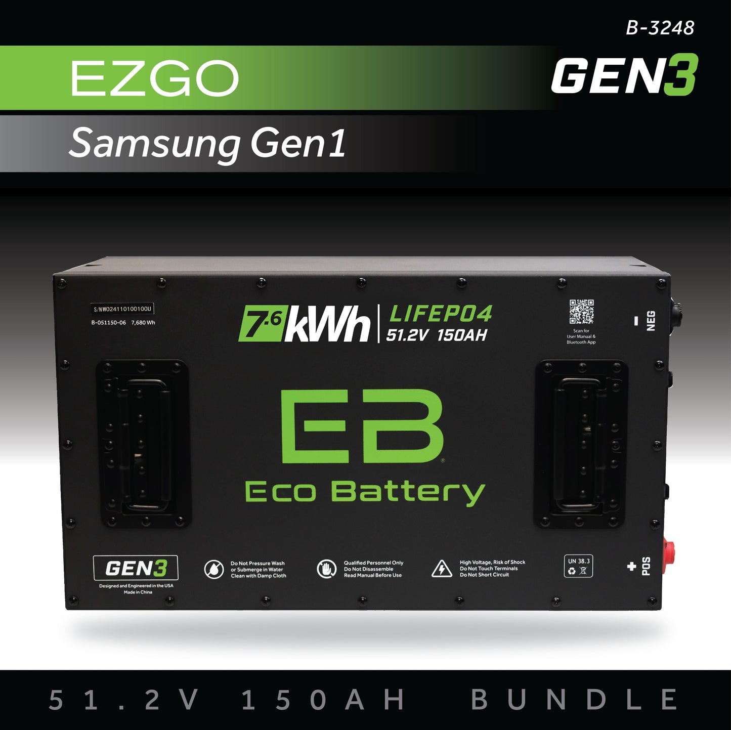 Eco Battery 51V 150AH Battery Bundle / EZGO RXV Samsung Gen1 (2017-2021) - B-3248