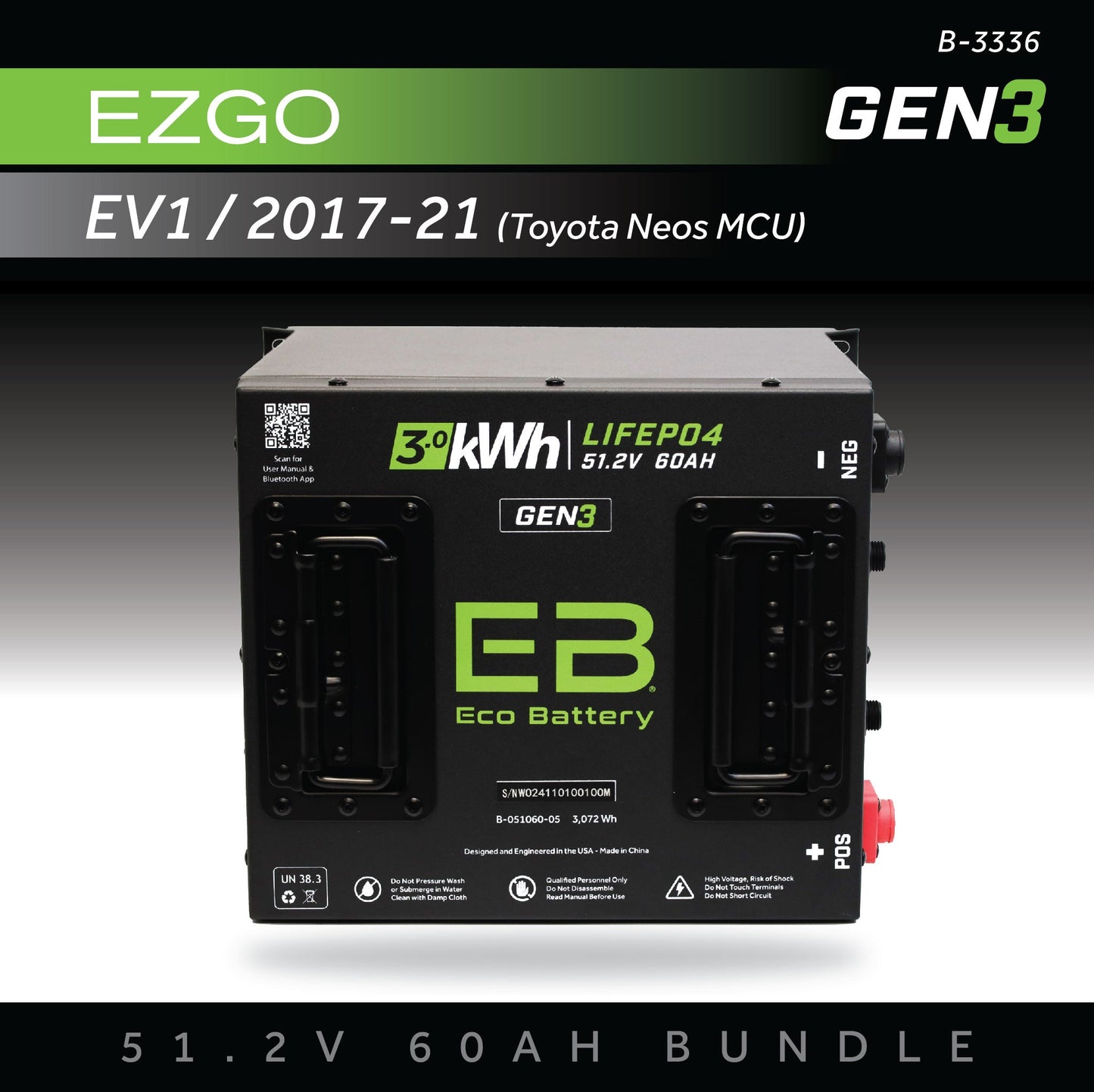 Eco Battery 51V 60AH Battery Bundle / Advanced EV EV1 / 2017-21 (Toyota Neos MCU) - B-3336