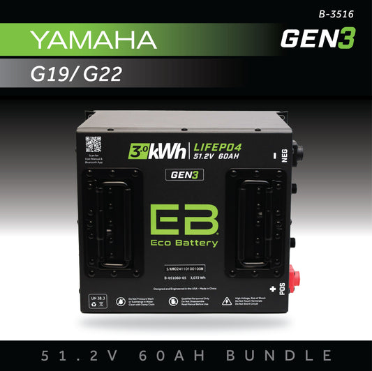 Eco Battery 51V 60AH Battery Bundle / Yamaha Drive 1 & 2 / 2011+ - B-3516