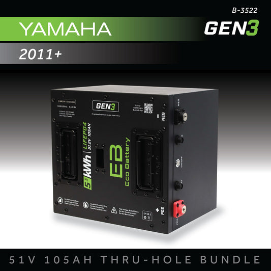 Eco Battery 51V 105AH Thru-Hole Battery Bundle / Yamaha Drive 1 & 2 / 2011+ - B-3522