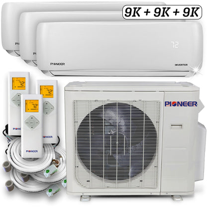 Triple 27,000 BTU 2.25-Ton 23.5 SEER2 Multi (3) Zone Wall Mount Air Conditioner Heat Pump 230-Volt