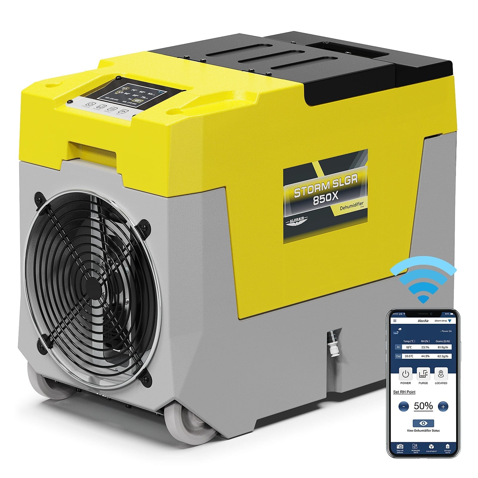 AlorAir® Storm SLGR 850X | 180 PPD Smart WiFi Dehumidifier Commercial Dehumidifier - Storm SLGR 850X-YELLOW