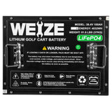 WEIZE 36V(38.4V) 105AH LiFePO4 Golf Cart Battery, 4032Wh Bluetooth Lithium Battery - Complete Kit - BAC-0113