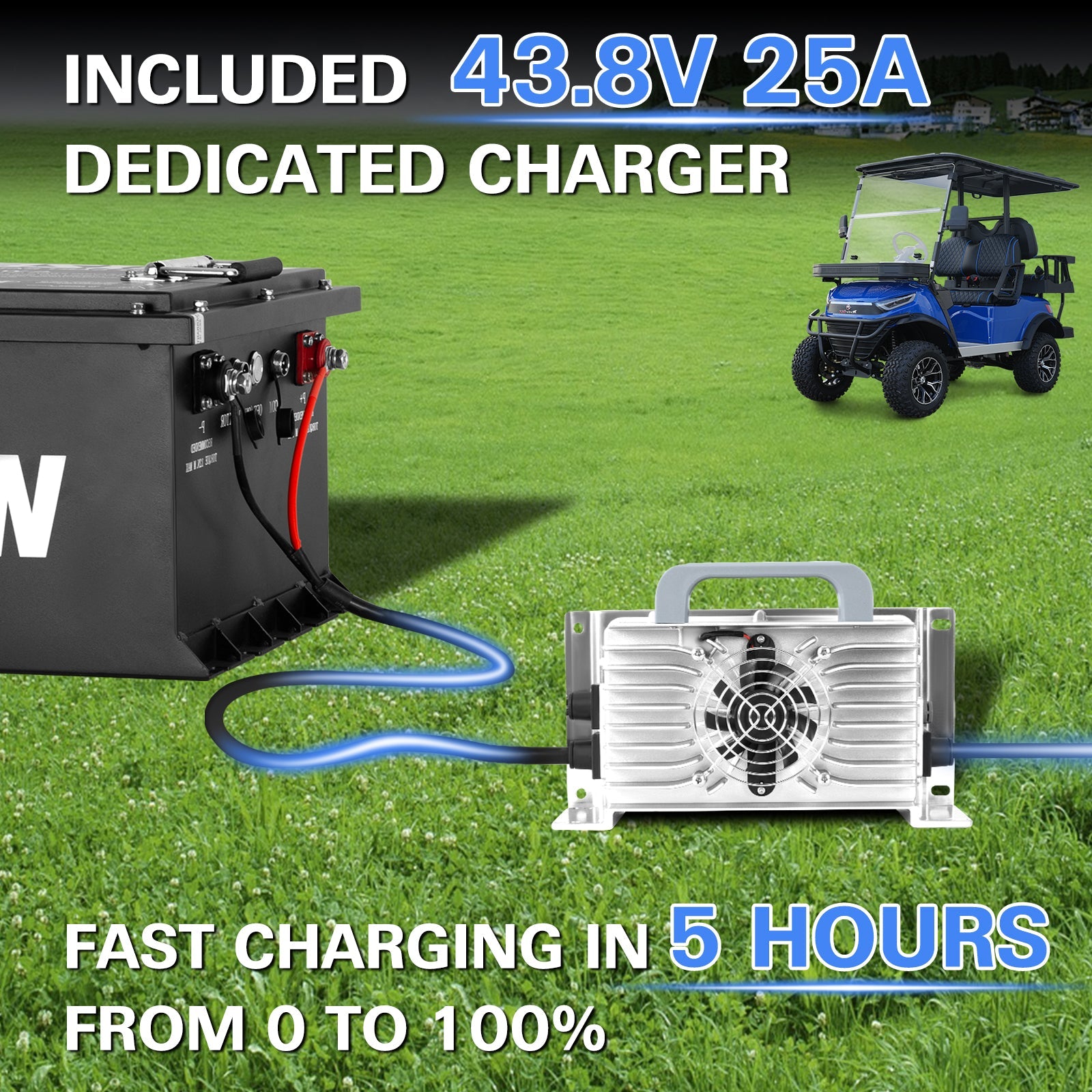 WEIZE 36V(38.4V) 105AH LiFePO4 Golf Cart Battery, 4032Wh Bluetooth Lithium Battery - Complete Kit - BAC-0113